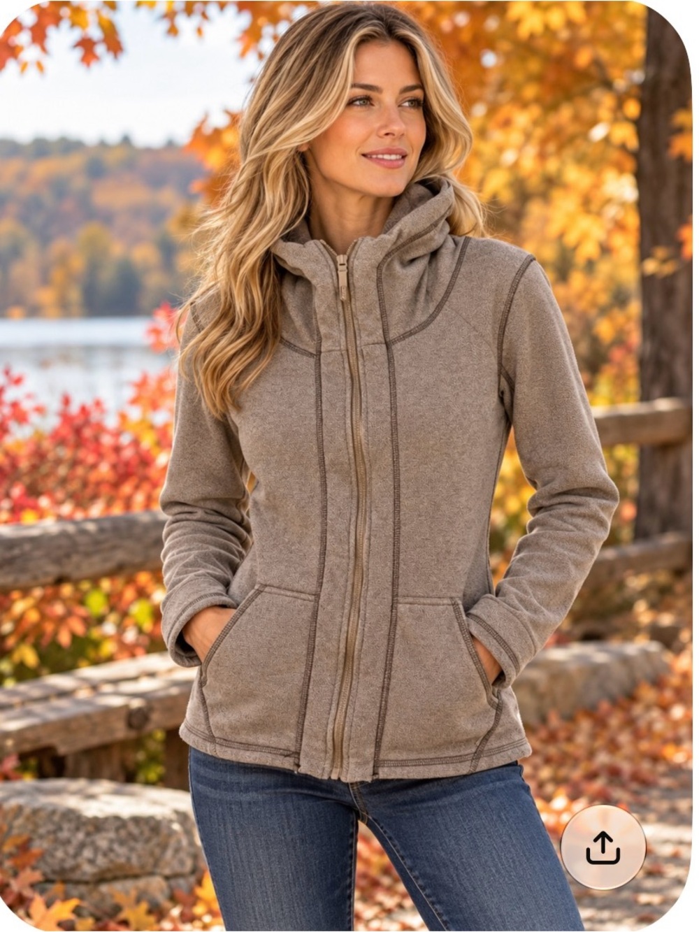 Cozy Zip-Up Bench Hoodie Jacket in Grey